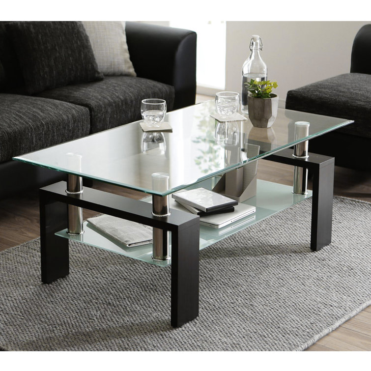 Wayfair black deals glass coffee table